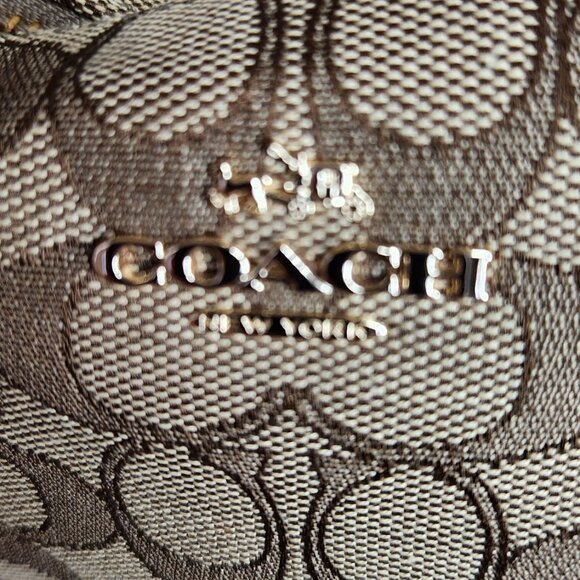 Coach Kelsey Jacquard Khaki Crossbody Bag Purse - Picture 8 of 16